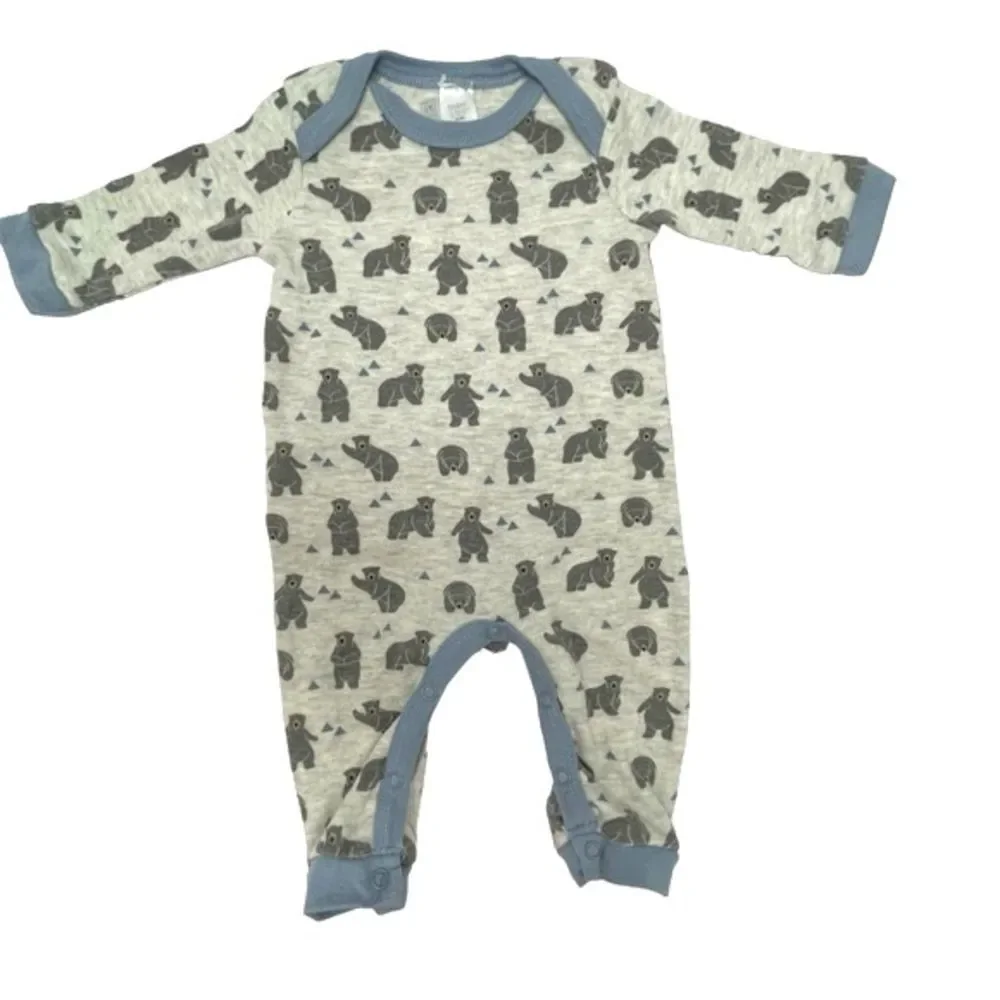 Baby Kiss Jumper Onesie Bears Gray & Blue Infant/Baby Size 0-3 Months